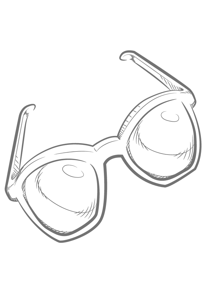 sketch of eye glasses