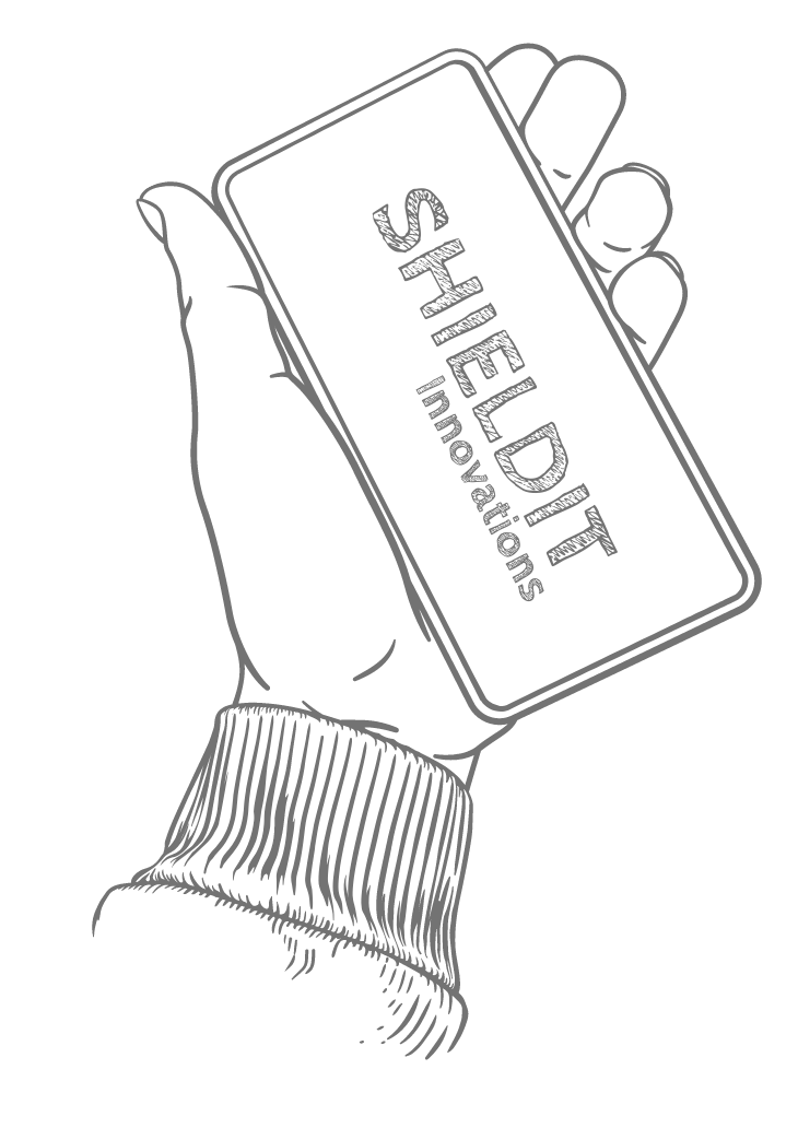 sketch of a hand holding a mobile device