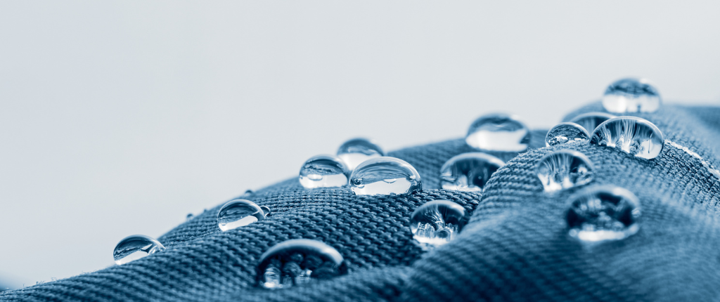 water being repelled from fabric