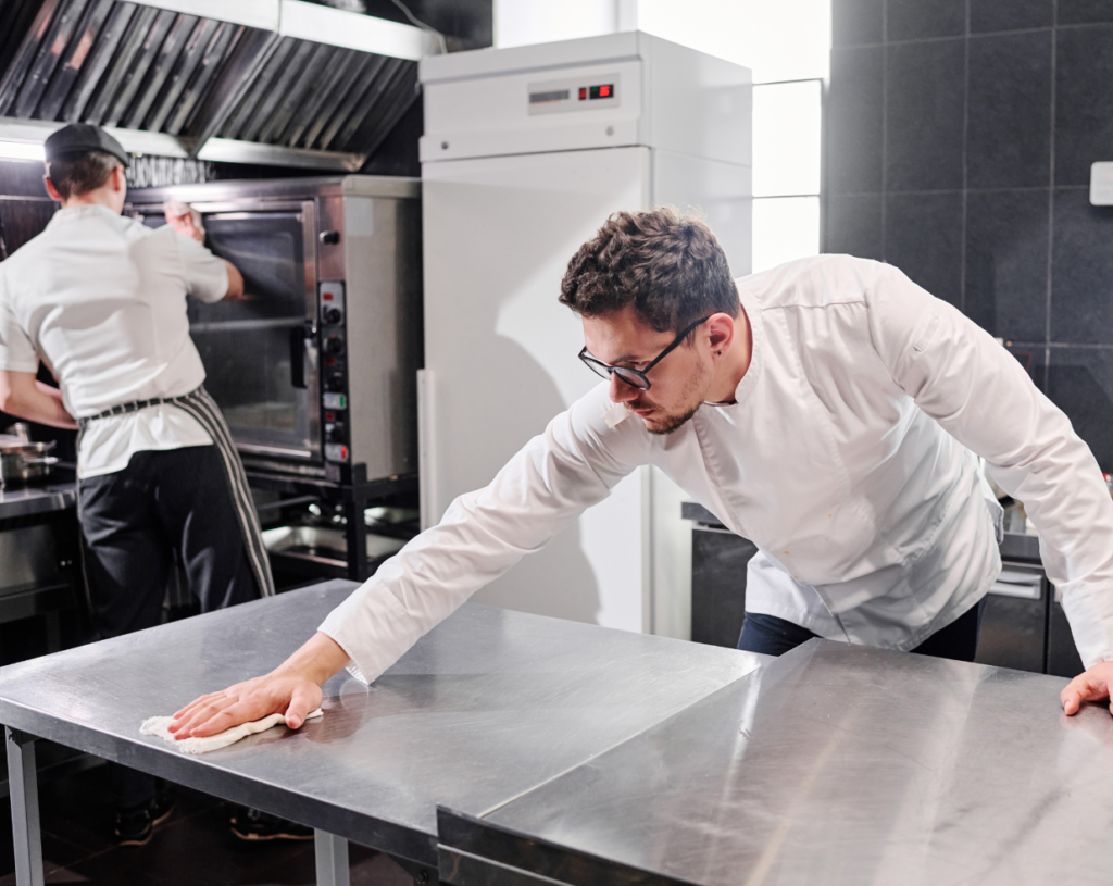 Cleaning a commercial kitchen