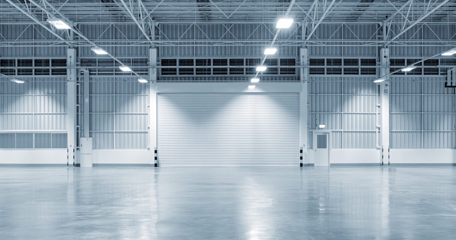 A clean empty industrial warehouse