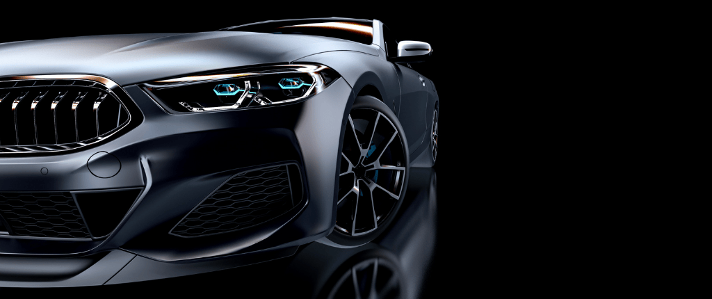 A front view of a car